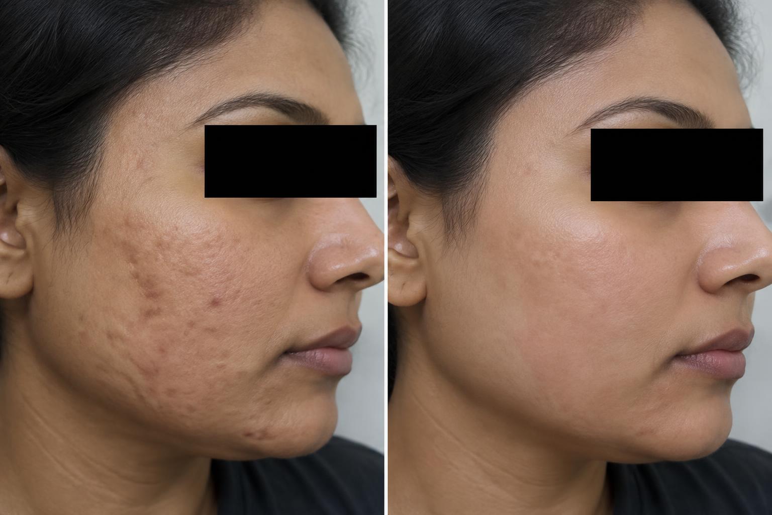 Before and after — Acne scar treatment result