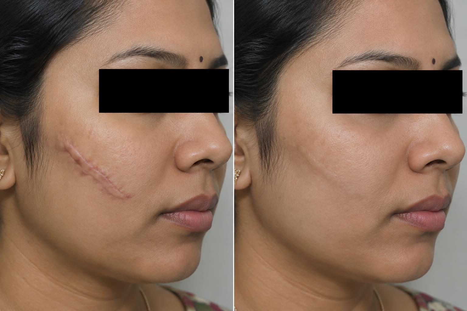 Before and after — Scar revision result